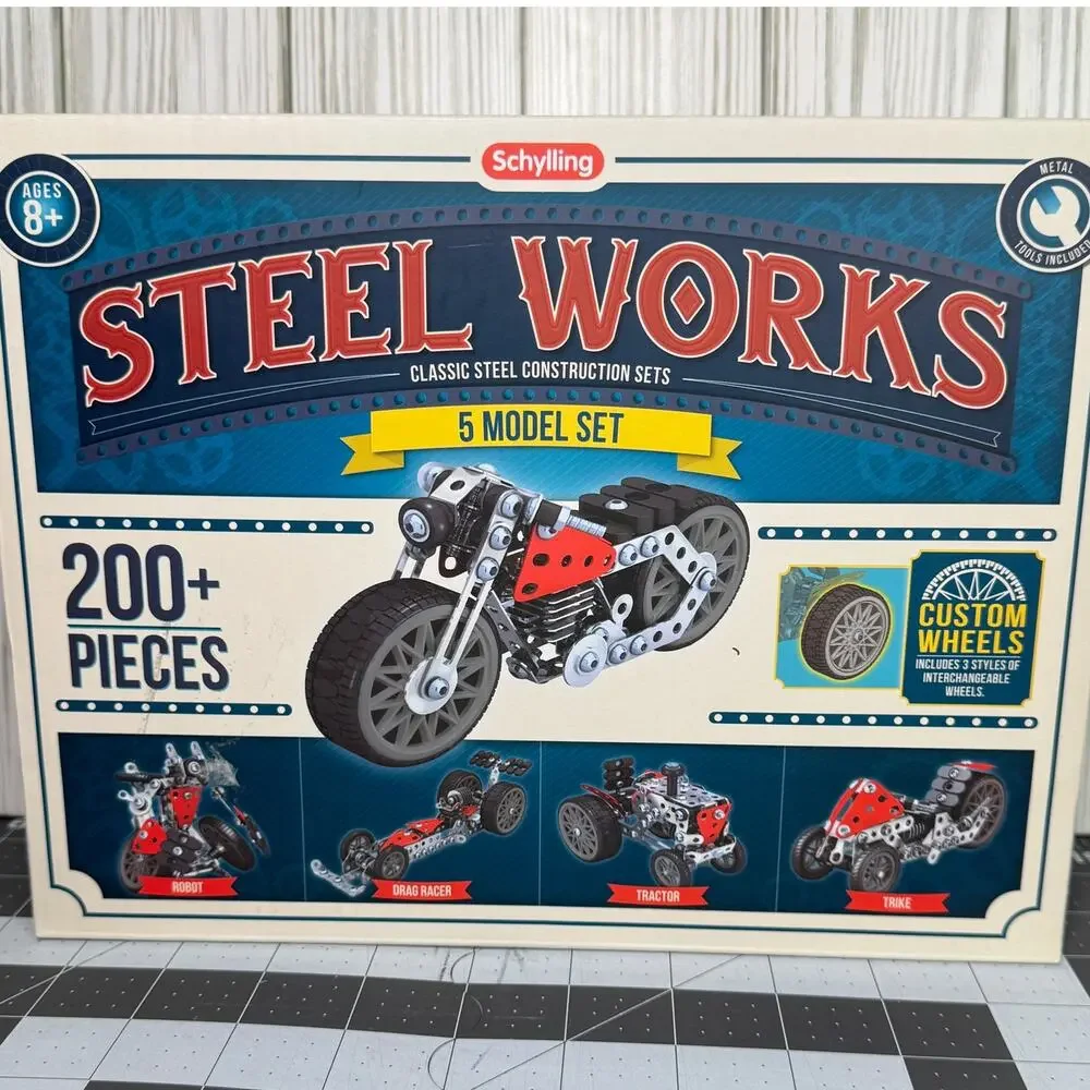 Schylling Steel Works Construction Building Kit STW5 Build 5 Model w/ Wheels NIB